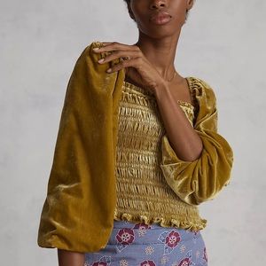 NWT Anthropologie Puff-Sleeved Velvet Blouse